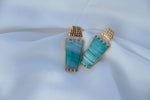 Aqua Green 'Determination' Gold Gemstone Earrings