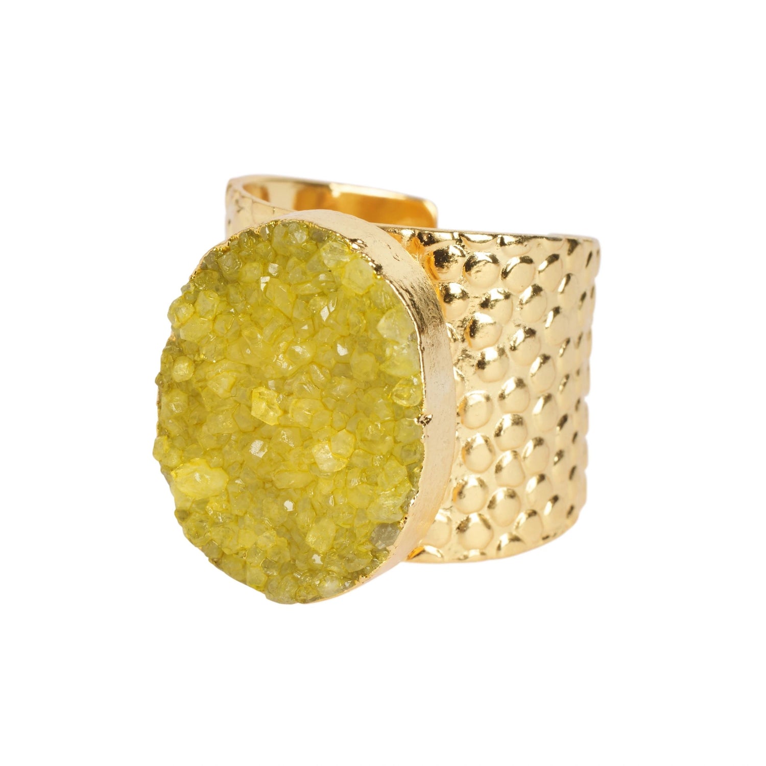 Lemon Yellow 'Crystal Crush' Gold Statement Ring