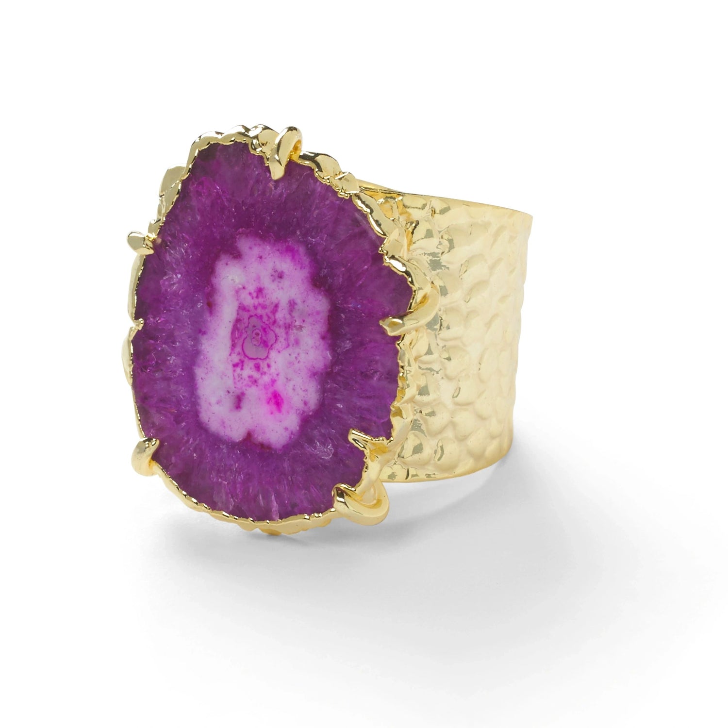YAA YAA LONDON Magenta 'Solar Power' Gemstone Gold Statement Ring