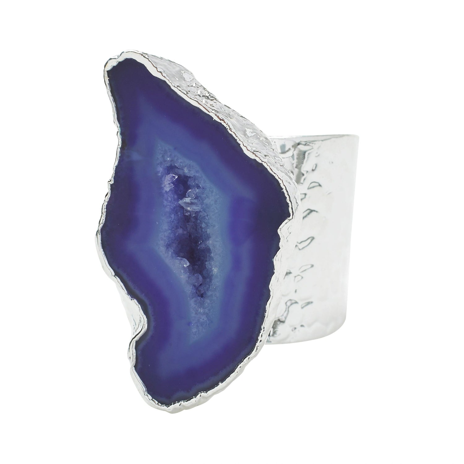 YAA YAA LONDON Silver Mega Ink Crystal Gemstone Statement Ring