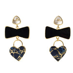 'Molten Heart' Earrings Black Navy