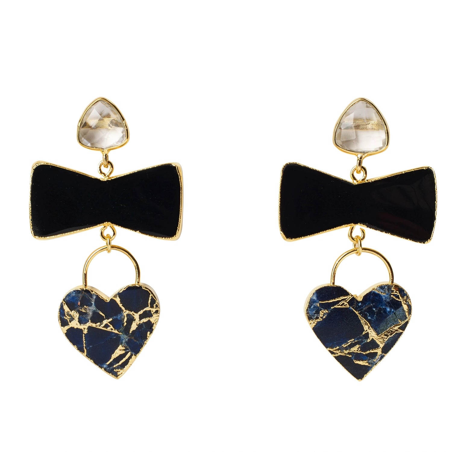 'Molten Heart' Earrings Black Navy