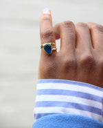 YYL LUXE Blue Neon Apatite Adjustable 'Pinky Ring'