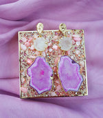 YAA YAA LONDON 'Hold on' Rose Quartz Gemstone Statement Earrings - Pink