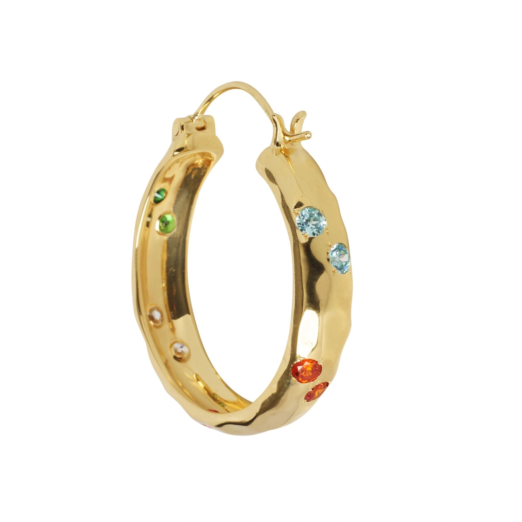 Luxury Rainbow Jewel Gold Hoop Earrings