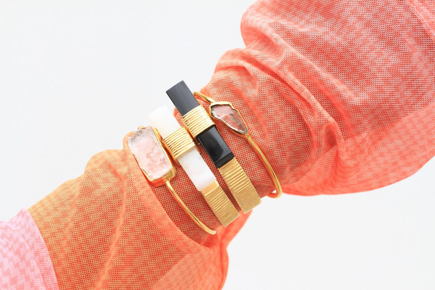 Quiet Luxury Collection Black Onyx Gold Cuff Bracelet