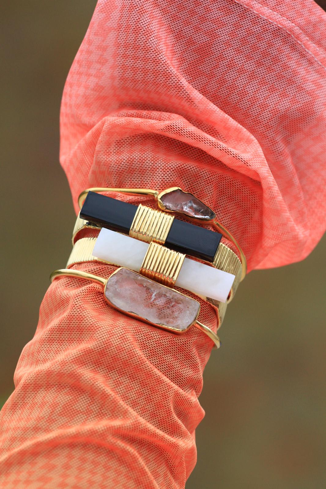 Quiet Luxury Irregular Crystal Gold Bangle