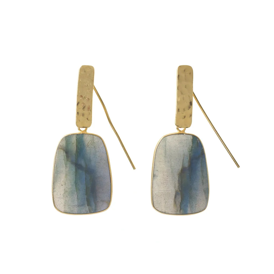 Labradorite Gemstone 'Egypt' Gold Earrings