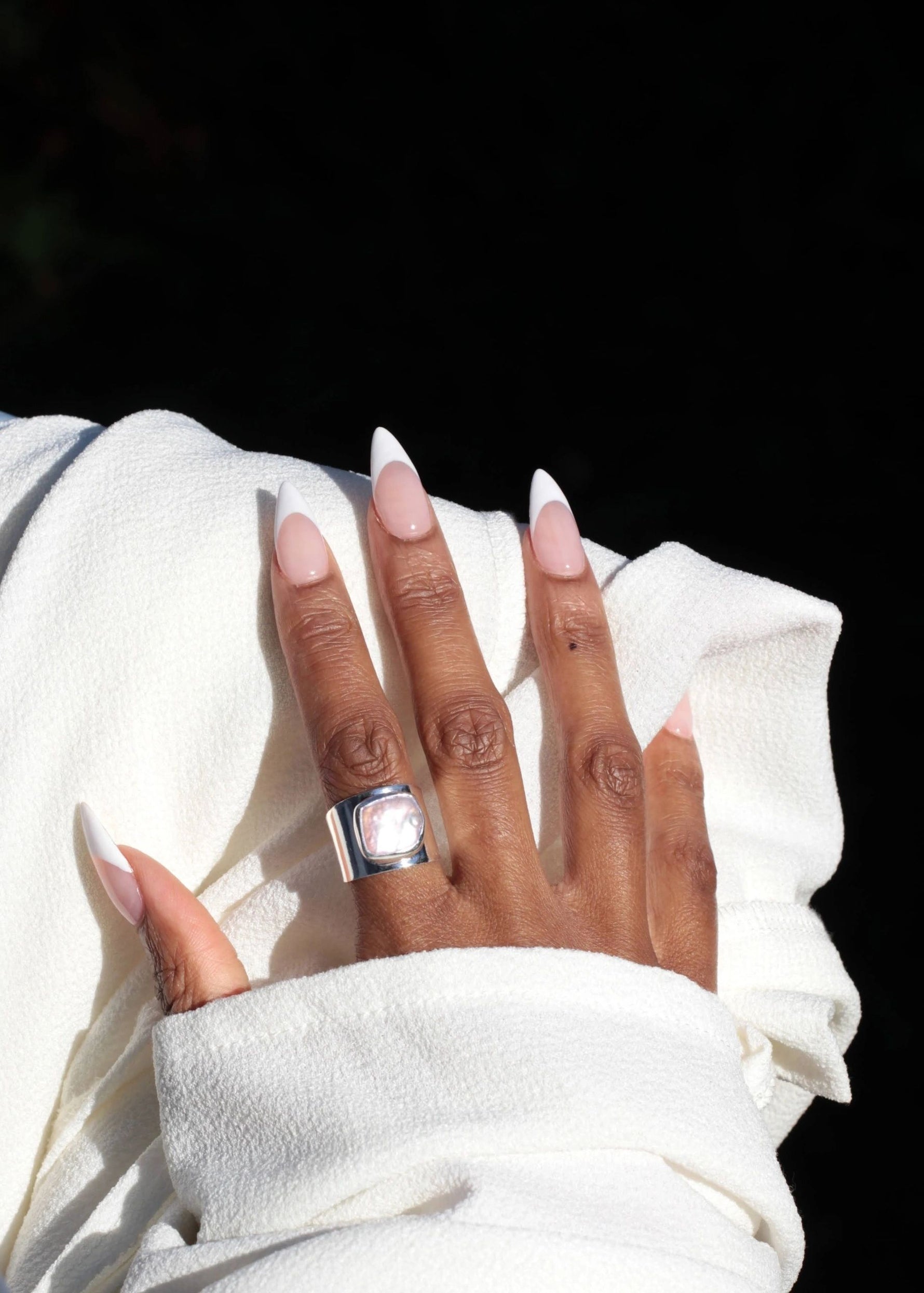 Sterling Silver Irregular Pearl Adjustable Ring