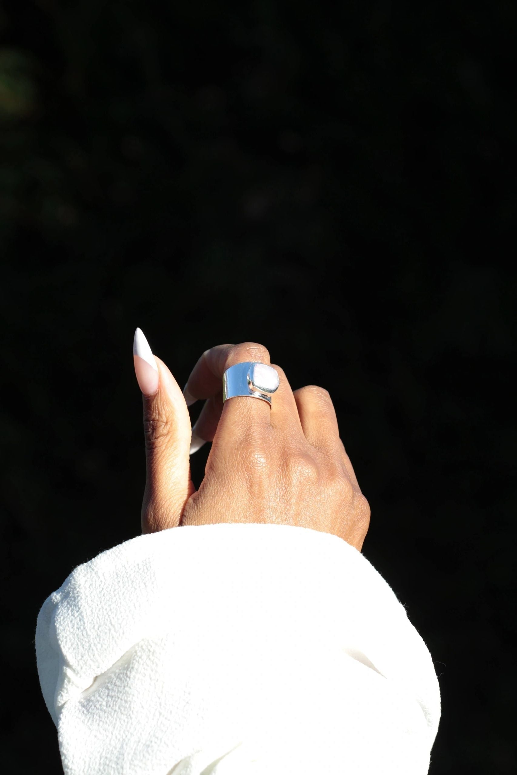 Sterling Silver Irregular Pearl Adjustable Ring
