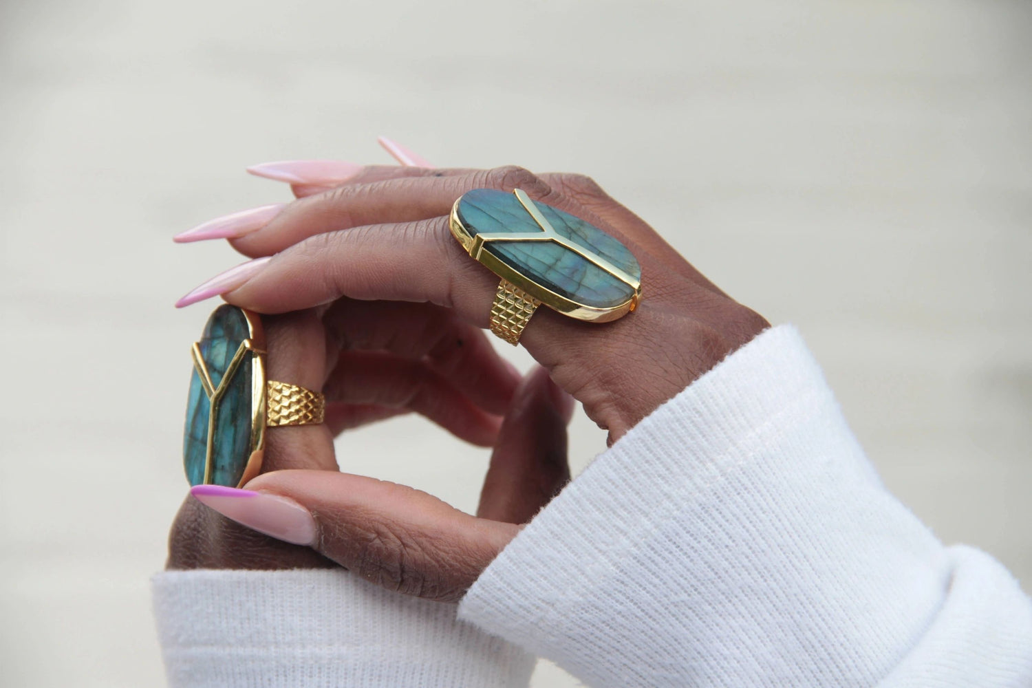 YAA YAA Labradorite Gemstone Gold Ring