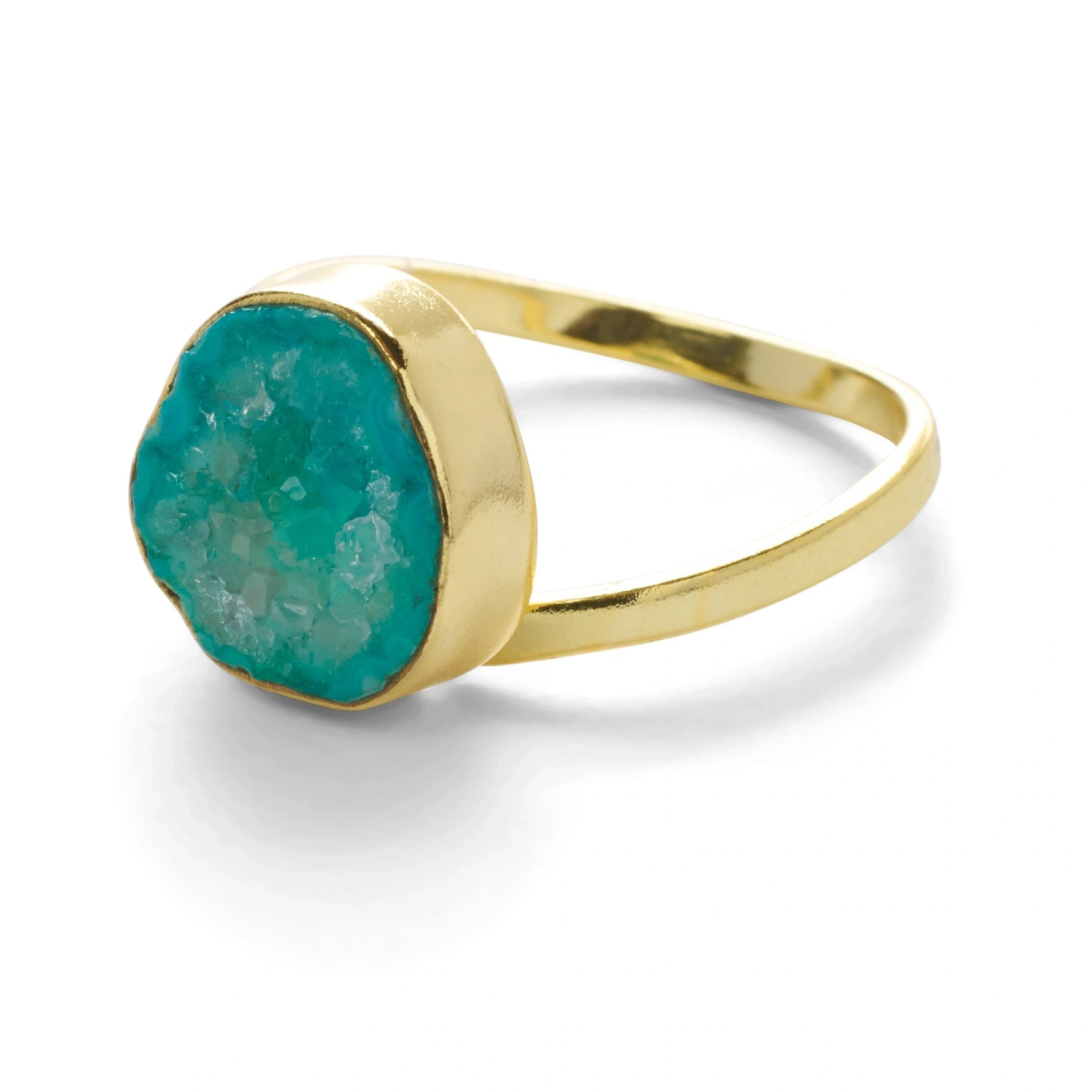 YYL LUXE Aqua Green Crystal Irregular 'Pinky Ring'