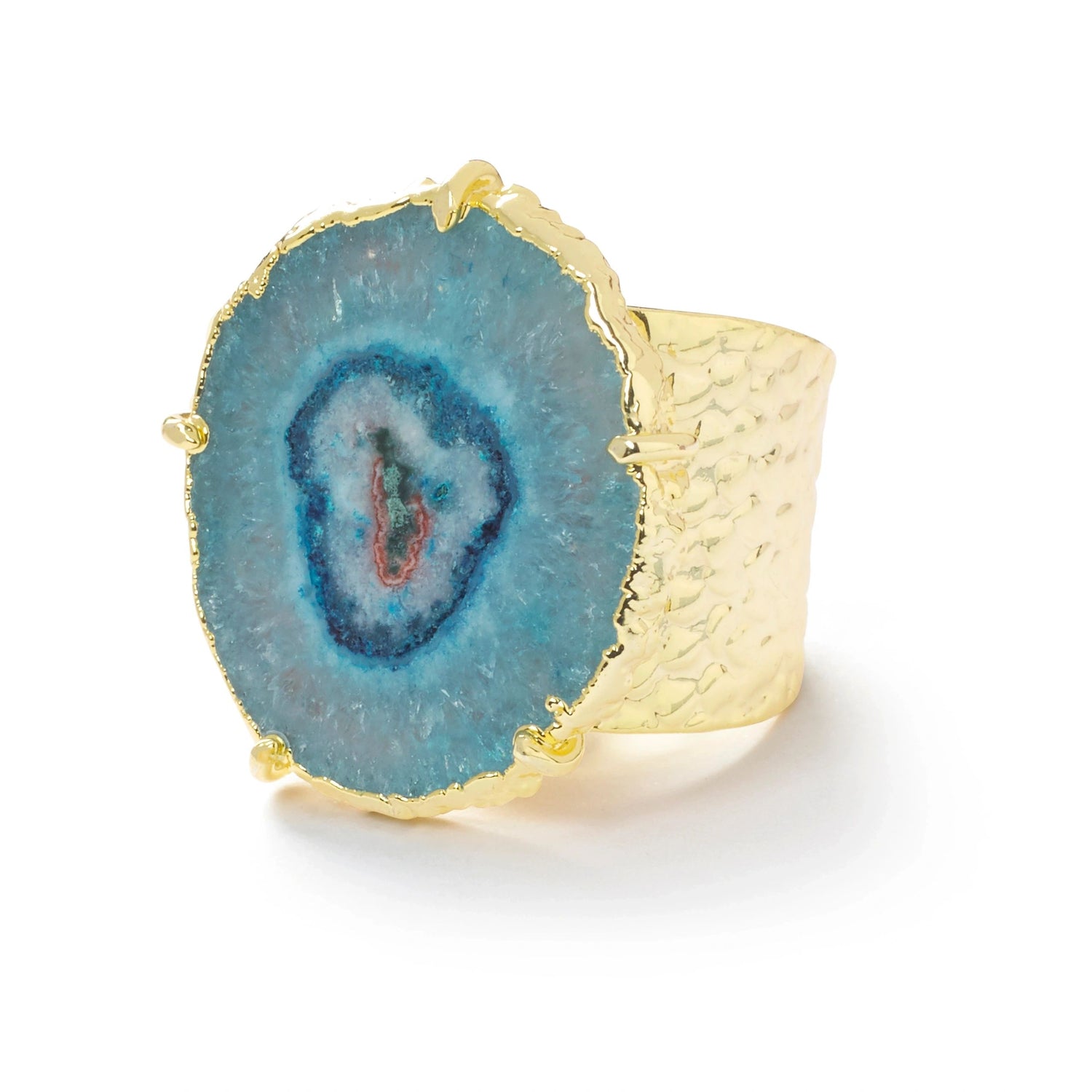 YAA YAA LONDON Sky Blue 'Solar Power' Gemstone Gold Statement Ring