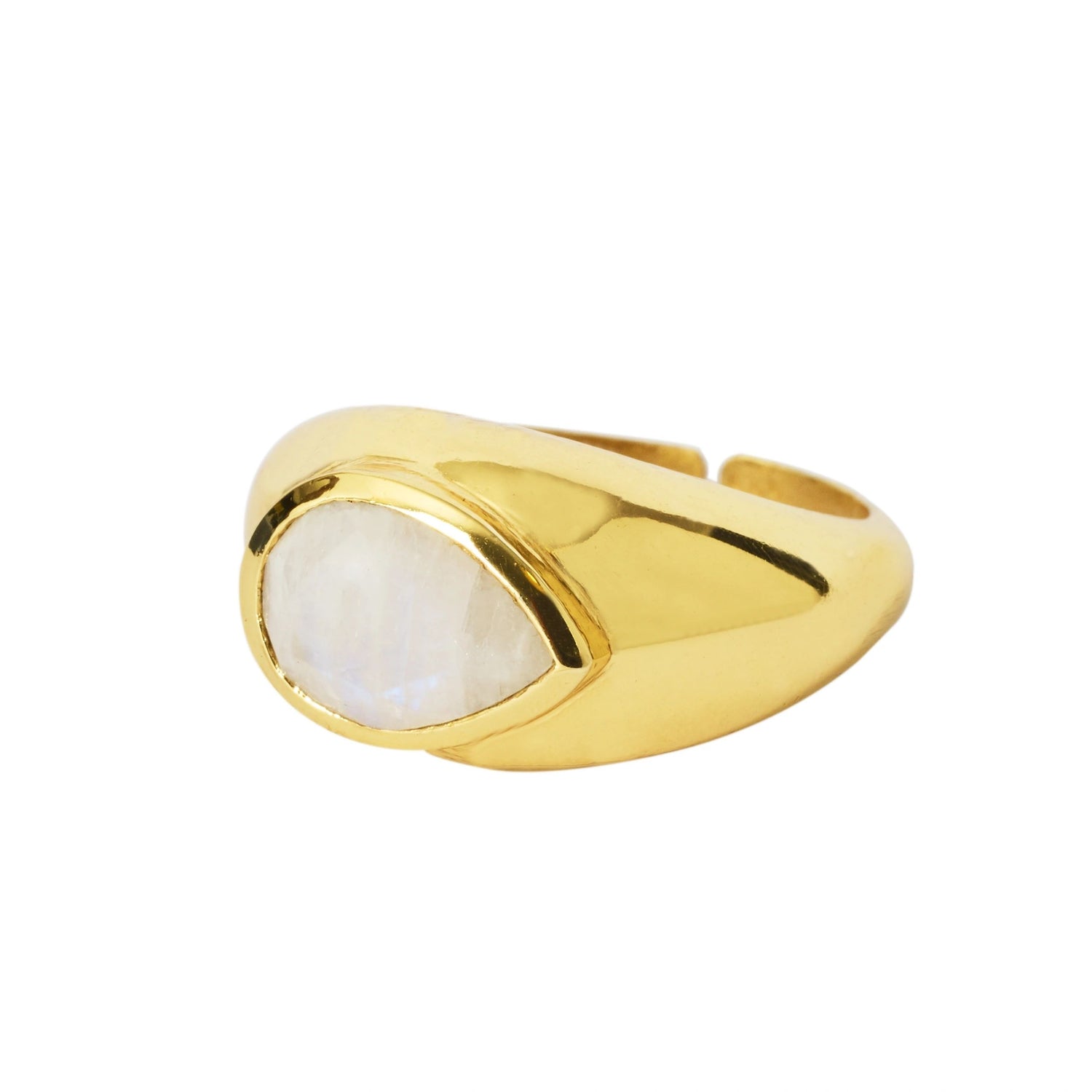 YYL LUXE 'Milk Drop' Rainbow Moonstone Gold Vermeil Gemstone Ring