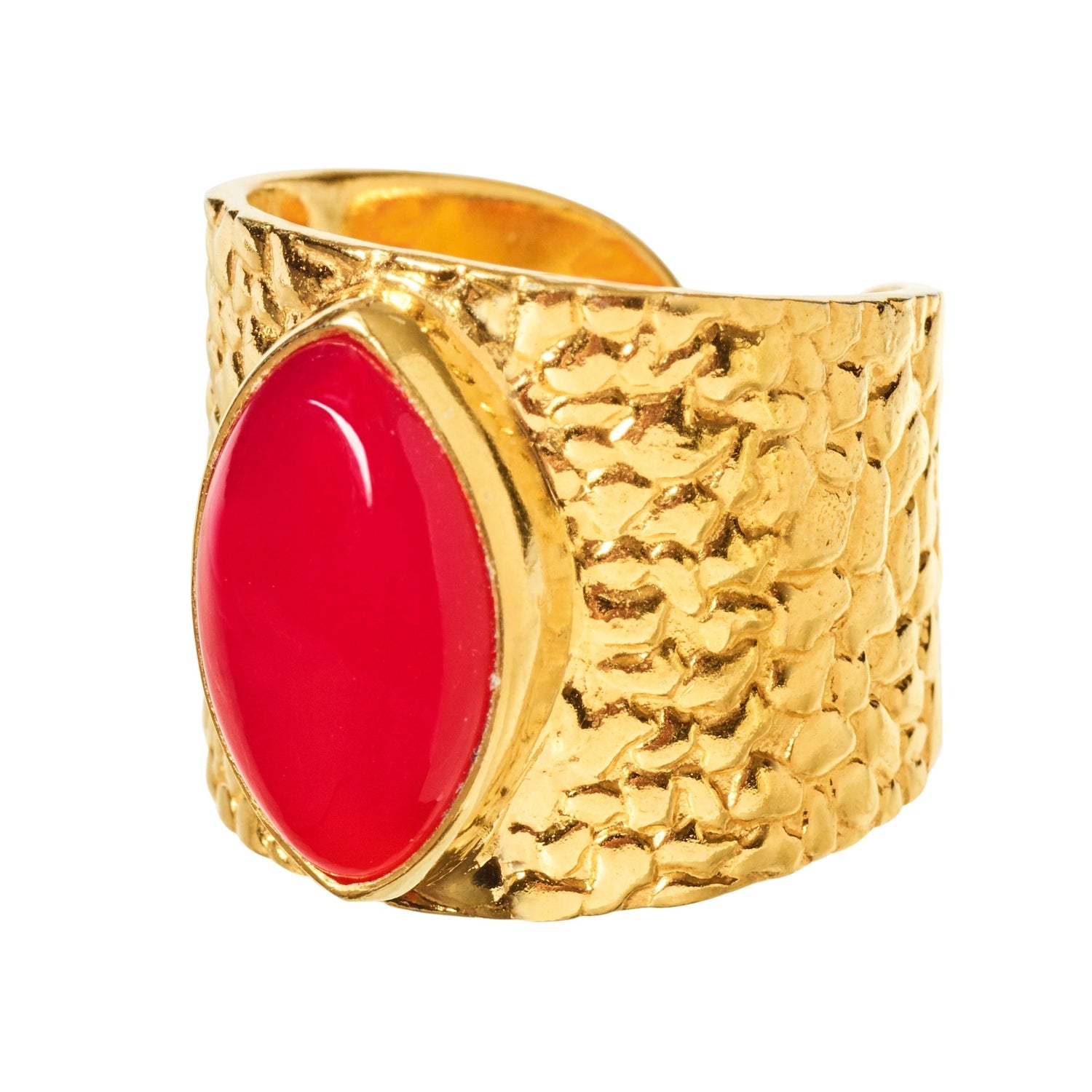 'Juicy' Pink Gemstone Gold Adjustable Ring