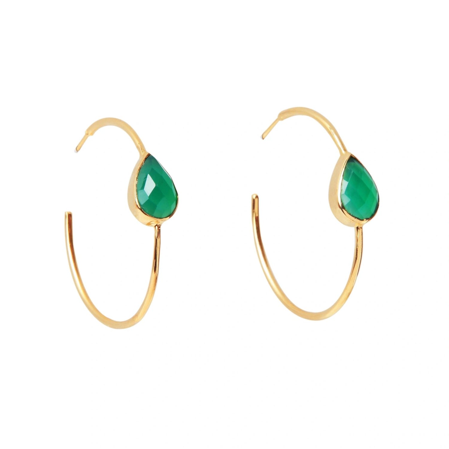 ‘Spring Life’ Green Gemstone Hoop Earrings