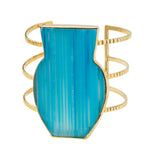 Blue Gemstone Gold 'Body' Cuff Bracelet