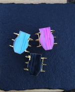 Black Grey Gemstone Gold 'Body' Cuff Bracelet