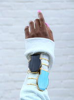Blue Gemstone Gold 'Body' Cuff Bracelet
