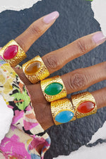 'Juicy' Pink Gemstone Gold Adjustable Ring