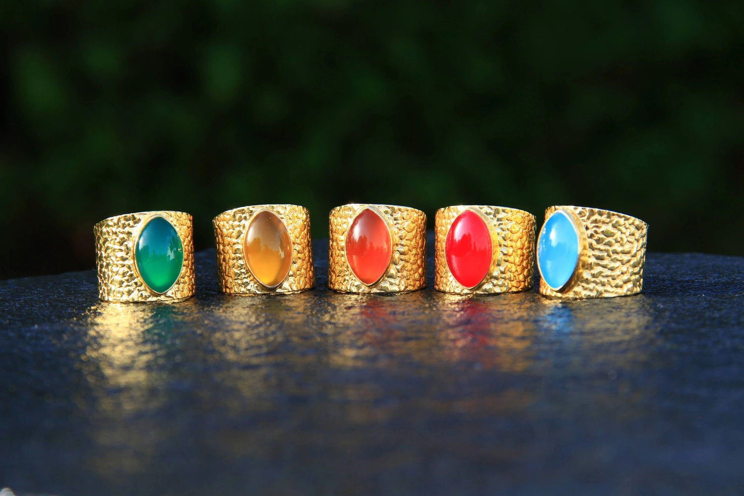 'Juicy' Pink Gemstone Gold Adjustable Ring