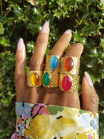 'Juicy' Pink Gemstone Gold Adjustable Ring