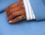 YYL LUXE Blue Neon Apatite Adjustable 'Pinky Ring'