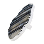 Sterling Silver 'GRANDE' Black Ink Grey Gemstone Adjustable Ring