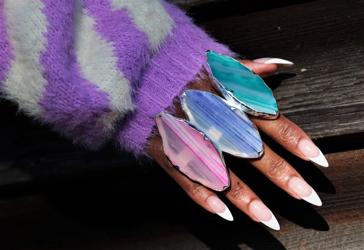 Sterling Silver 'GRANDE' Flamingo Pink Gemstone Adjustable Ring