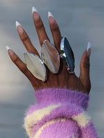 Sterling Silver 'GRANDE' White Ivory Gemstone Adjustable Ring