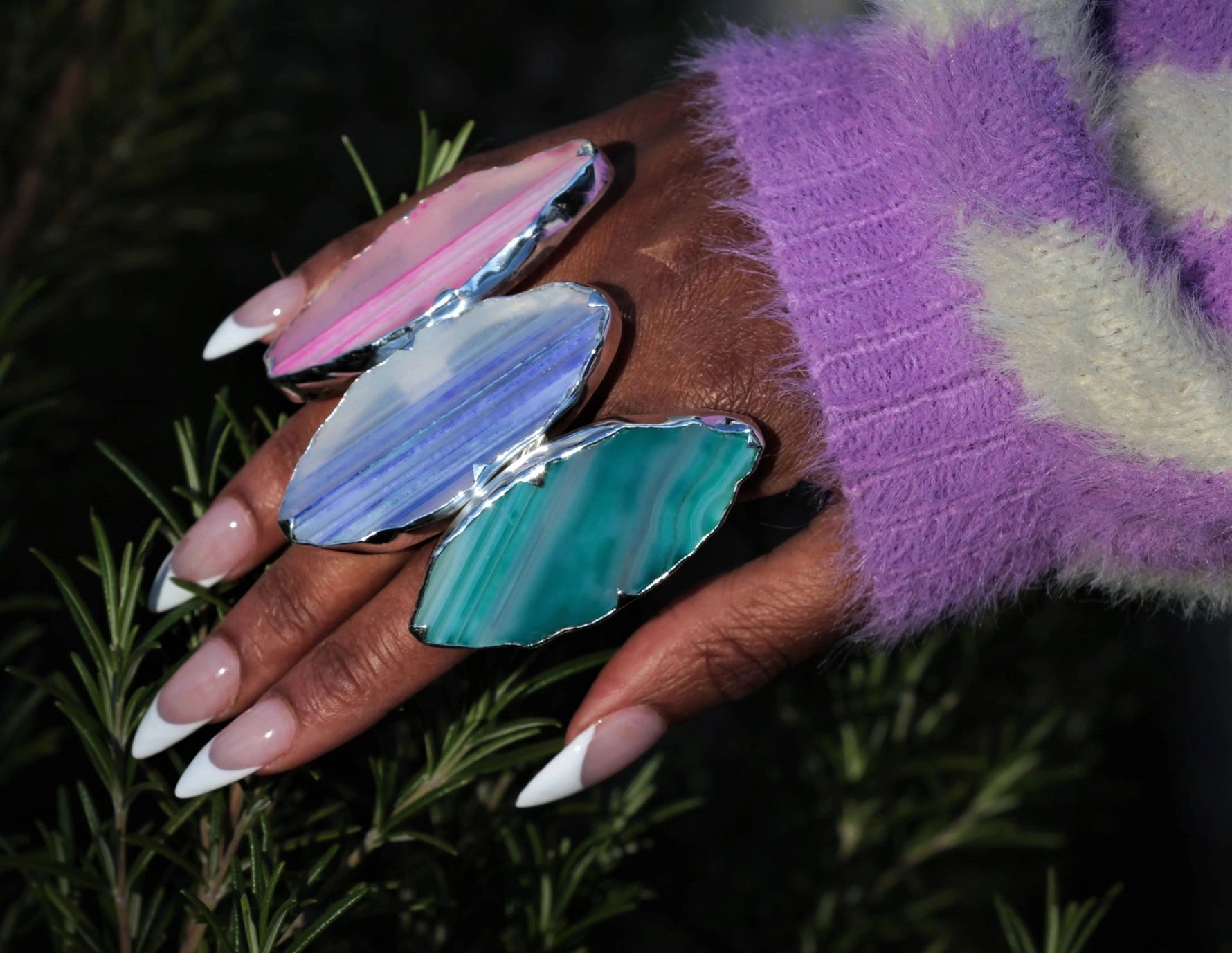 Sterling Silver 'GRANDE' Blue Lavender Gemstone Adjustable Ring