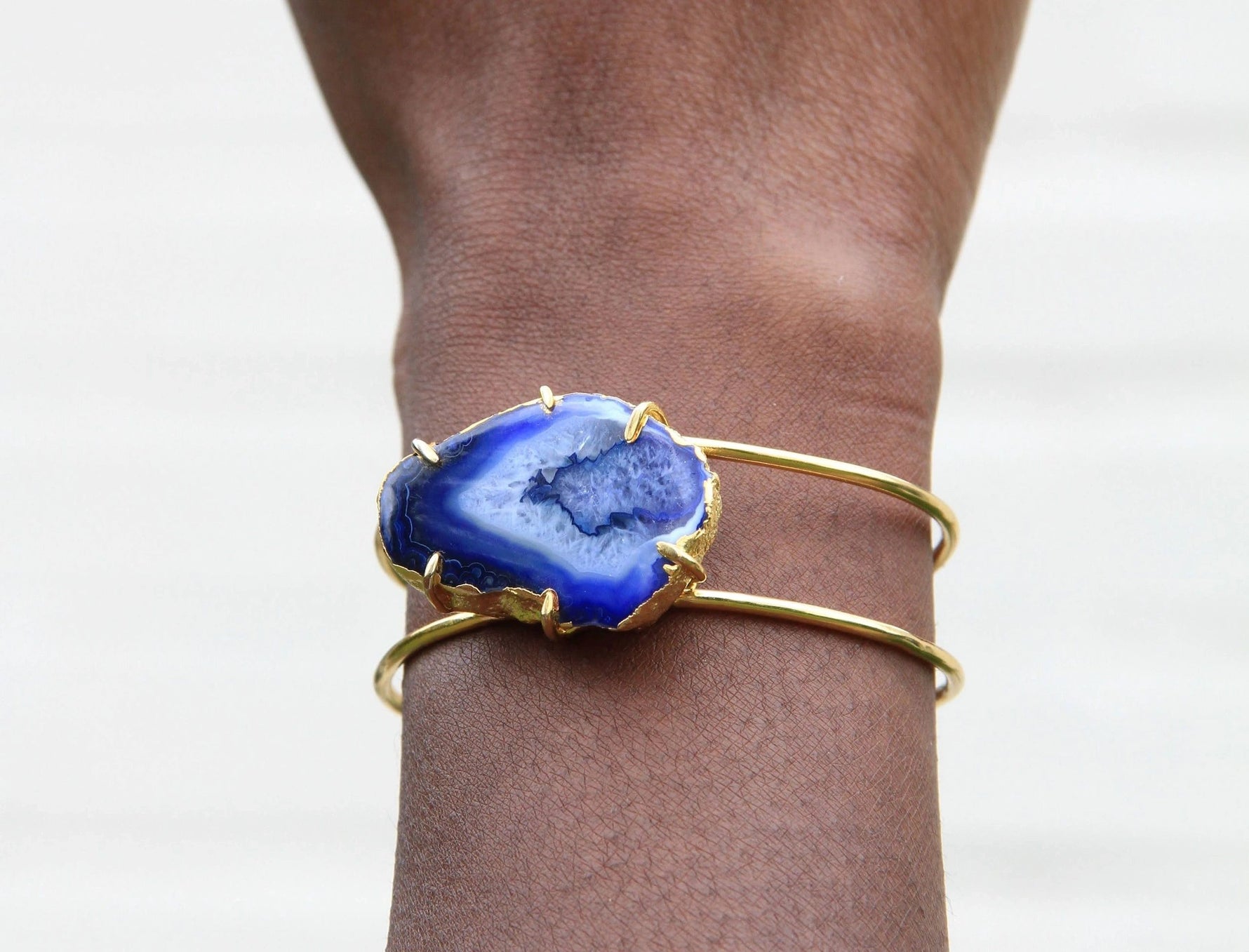 Cobalt Blue Gemstone ‘Deep Love’ Gold Cuff Bracelet