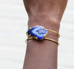 Cobalt Blue Gemstone ‘Deep Love’ Gold Cuff Bracelet