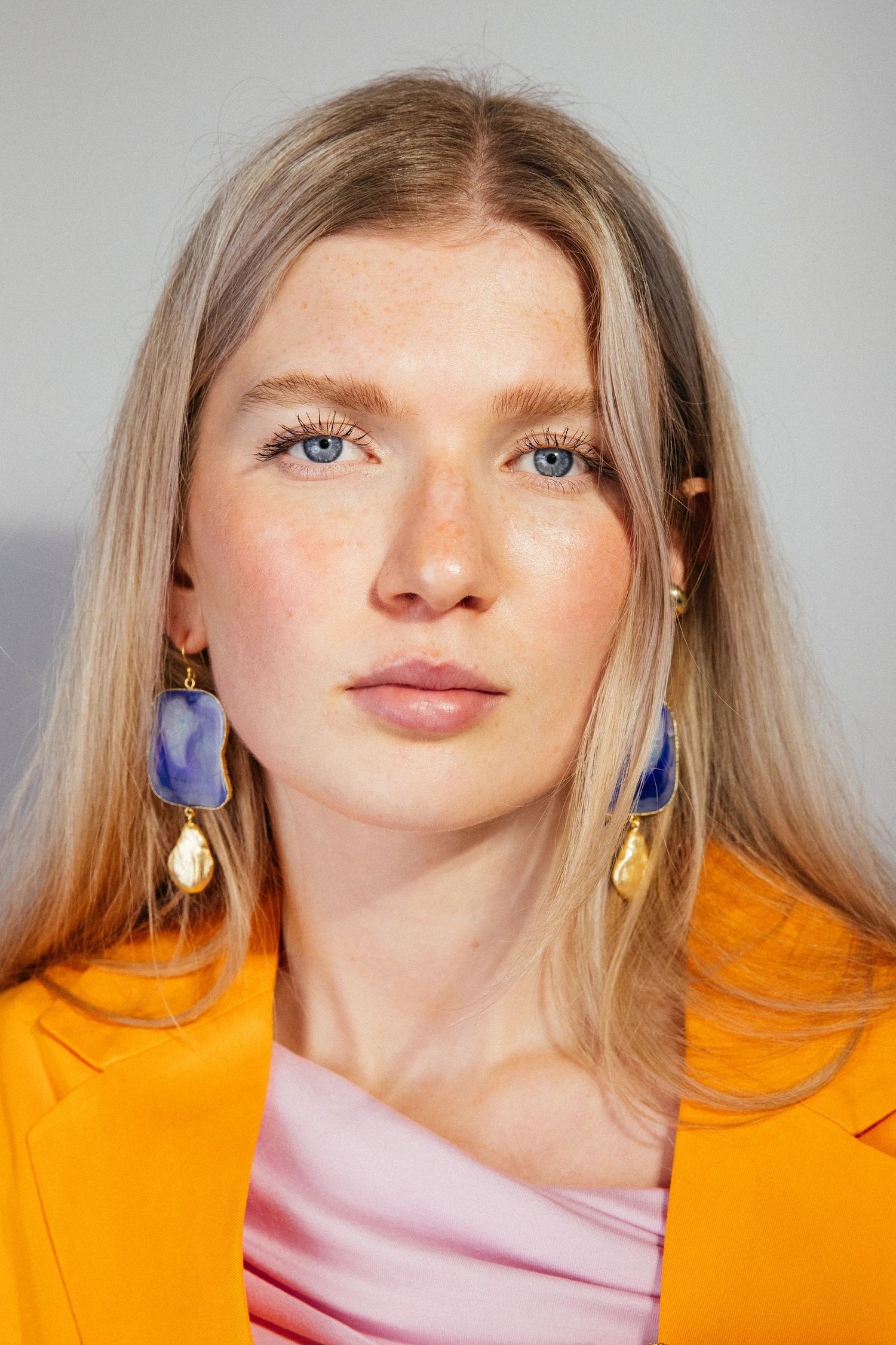 ‘Hold The Baby’ Blue Agate Statement Earrings