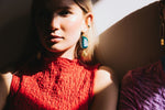 ‘Hold The Baby’ Green Agate Statement Earrings