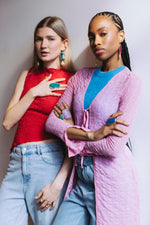 ‘Hold The Baby’ Fuchsia Pink Agate Statement Earrings