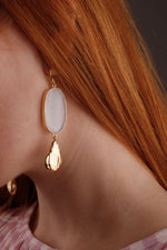 ‘Hold The Baby’ White Grey Agate Statement Earrings