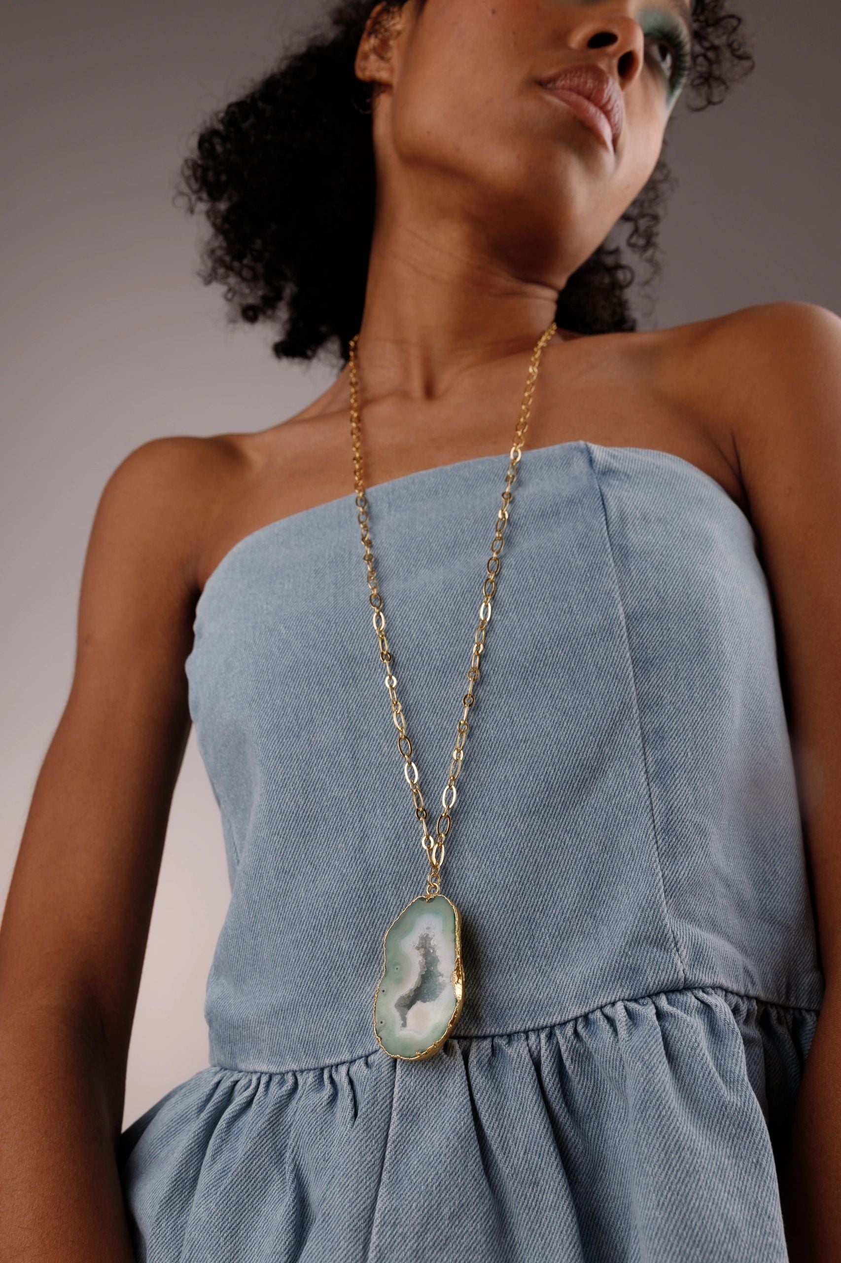 'Chunky And I Like It' long gemstone Green pendant necklace