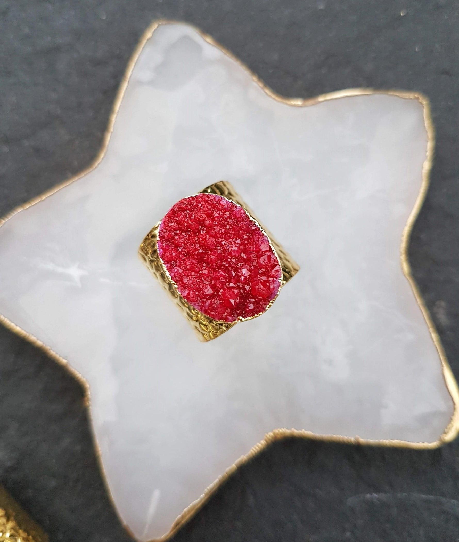 YAA YAA LONDON 'Crystal Crush' Gold Statement Ring